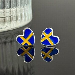 Sweden Heart Earrings S925 Sterling Silver Handmade Ear Stud